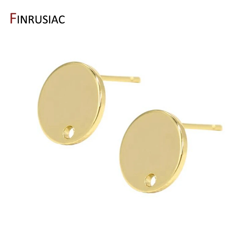 14k gold plated round stud earring findings accessories for diy make earrings jewellery wholesale oorbellen maken