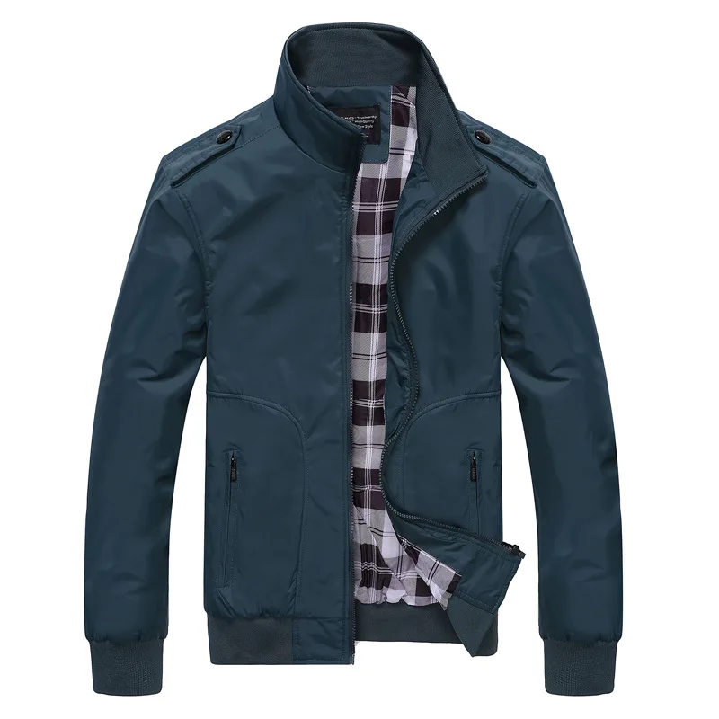 2025 Spring Autumn Men\'s Bomber Jackets Solid Coats Male Casual Stand Collar Jacket Coat Outerdoor Overcoat Men Clothing M-4Xl