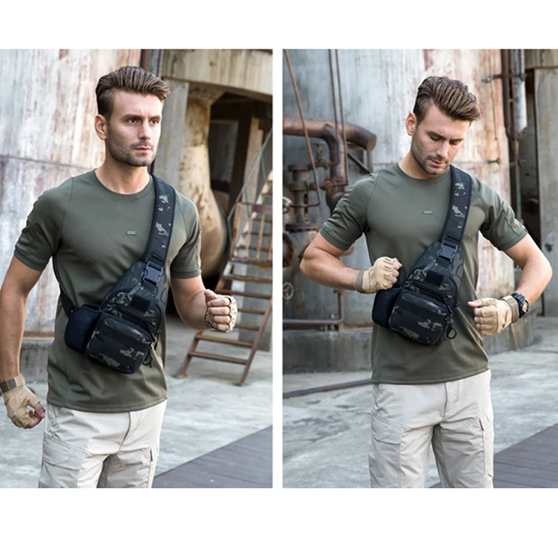 Tactical Chest Bags, Outdoor Sports Bag, Travel, Hiking, Trekking, Cycling, Climbing, Shoulder Bags, USB Charge, Anti Theft