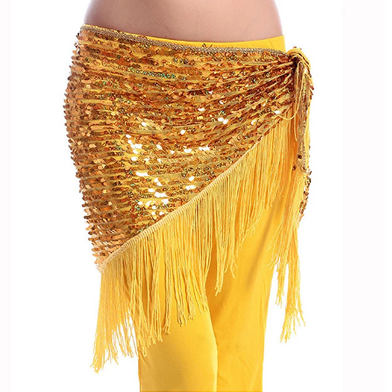 New Sequins Hip Scarf Belly Dance Belt Tassels Clothes Accessories Bellydancing Hip Shawl Oriental Dance Belts 9 Colour