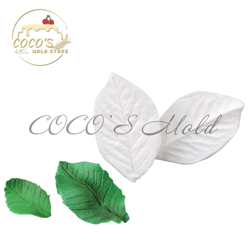 6Pcs/Set Mini Rose Leaf Silicone Veiner Mold Stainless Steel Cutter Mould Craft Fondant Cake Decorating Mould Baking Tools