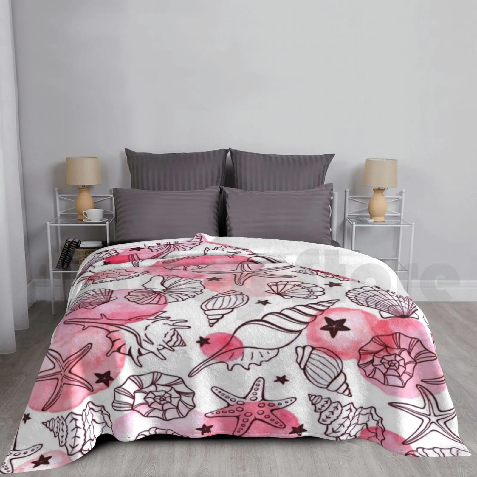 Cute Pink Fish Patterned Blanket Fashion Custom Fish For Girls Cute Pink Fish Pattern For Woman