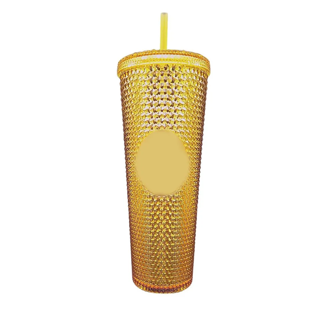 21 creative water cup gradient with DIY LOGO coffee cup 710ml diamond pineapple durian cup straw cup can be customized