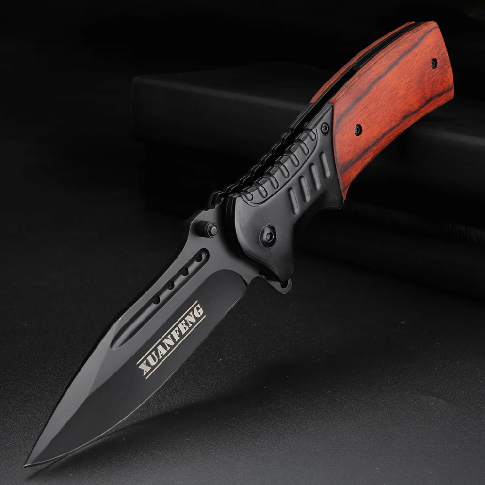 

Outdoor Survival Folding Knife Camping Hunting Survival Knives with Wooden Handle Cs Go Short Knife Folding Knife with Clip