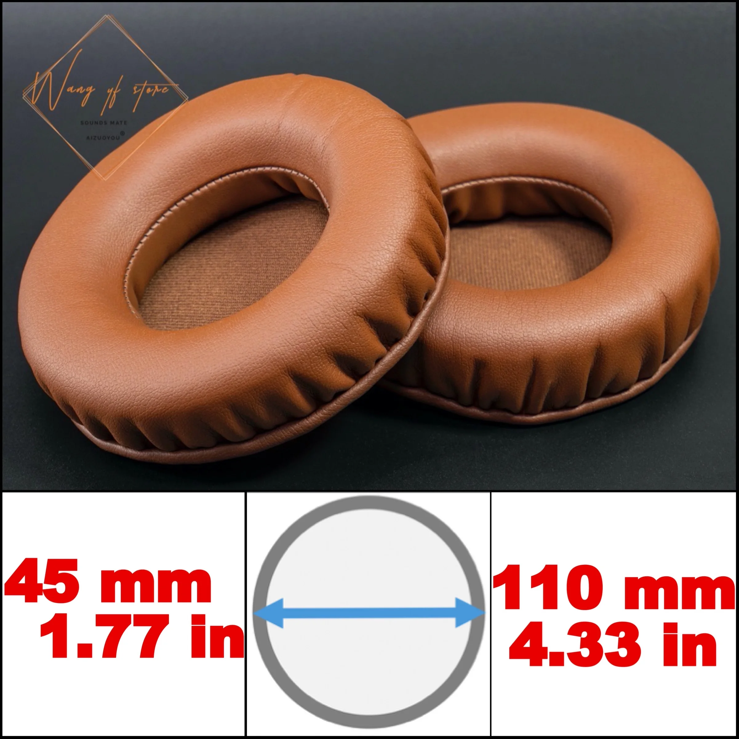 Brown Coffee Full Size Thick Memory Foam Cushions Replacement Ear Pads Headphone