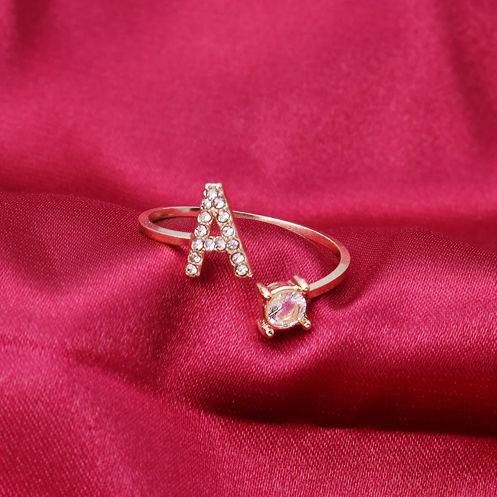 Modischer Initialen-Ring A-Z für Damen, Klassischer Gold- oder Silberfarbener Offener Fingerring für Partys, Schmuckgeschenk, Großhandel – Detail 8