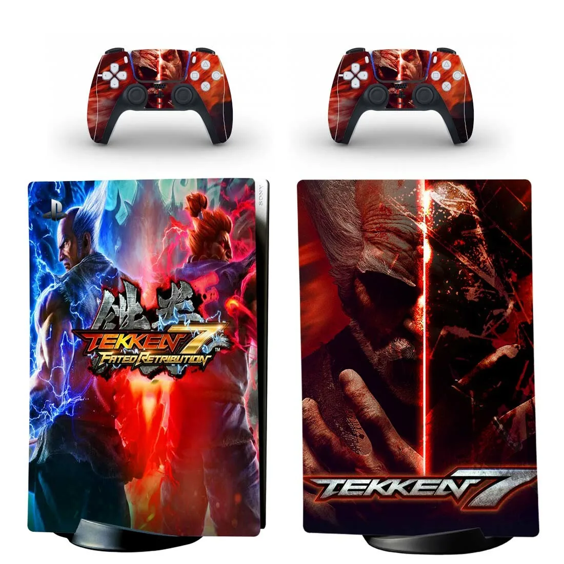 تيكين 7 PS5 طبعة رقمية الجلد ملصق غطاء لاصق لامع ل بلاي ستيشن 5 وحدة التحكم وأجهزة التحكم PS5 الجلد ملصق الفينيل