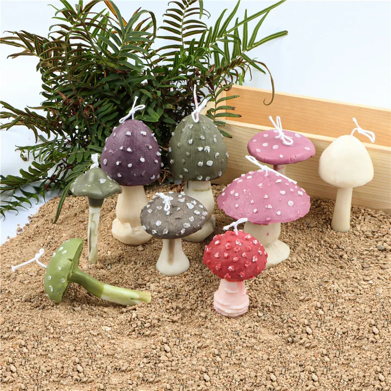 Simulation Mushroom Candle Silicone Mold for DIY Handmade Aromatherapy Candle Plaster Ornaments Fondant Mould Handicrafts Making