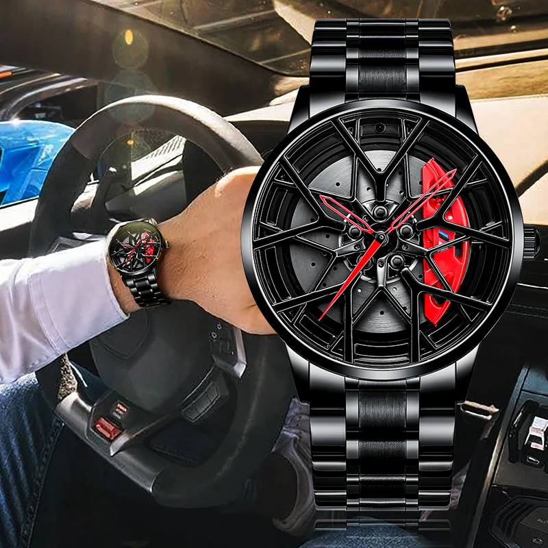 NEKTOM Mens Luxury Watches Sports Car Watches Waterproof Sport Rim Hub Wheel Wristwatch Car Quartz Men's Watches Bee Em Vee M8