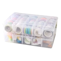 Crafts Organizer Storage Box For Washi Tape, Art Supplies And Sticker, 15 Compartments, Clear