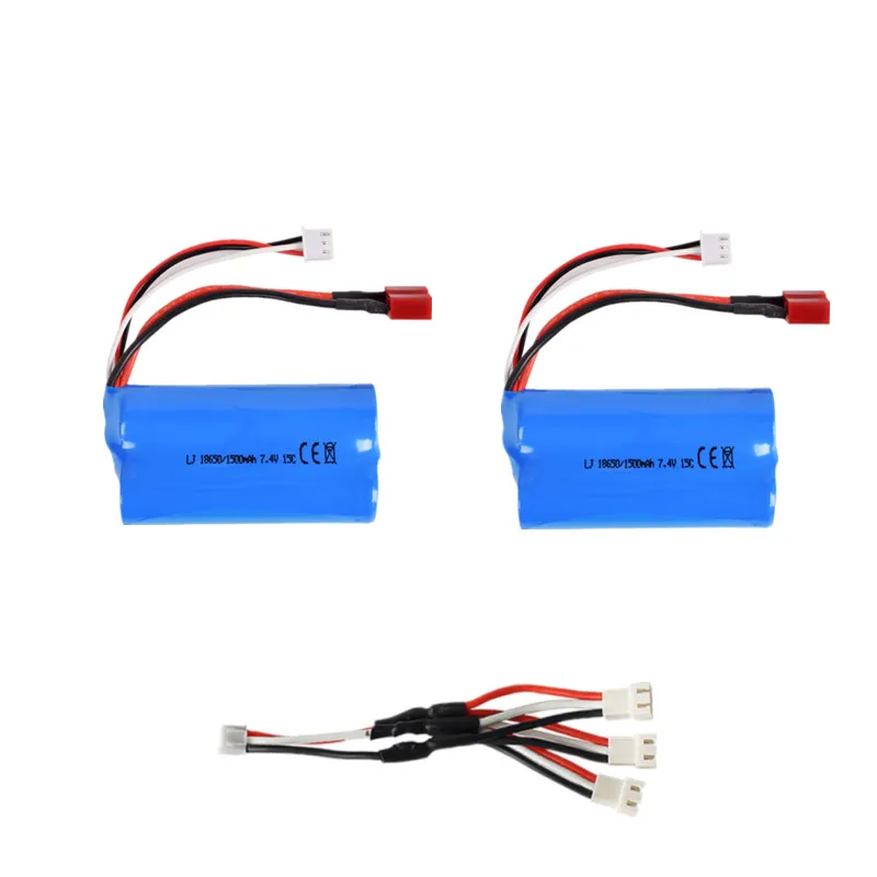 W3 55KM/H 1:10 4WD Dual Motor Off-road Remote Control RC Car Truck Spare Parts Accessories 7.4V 1500mAh Battery/3 In 1 Line