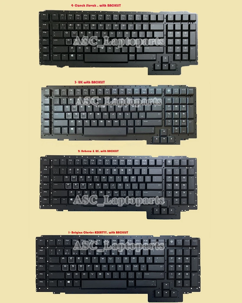 

New Czech Slovak/ UK / Belgian Clavier / Hebrew / Japanese Keyboard for HP Omen X 17-ap 17-ap000 Black No Frame, with BACKLIT