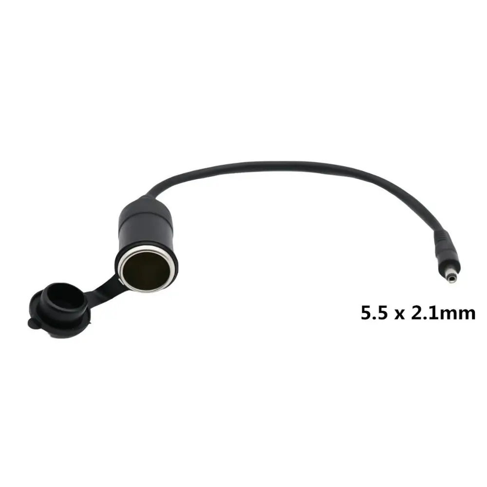 1pc DC Power 5.5mm x 2.1mm Male plug to Car Cigarette Lighter Female Socket 15A Connector Cable 20cm