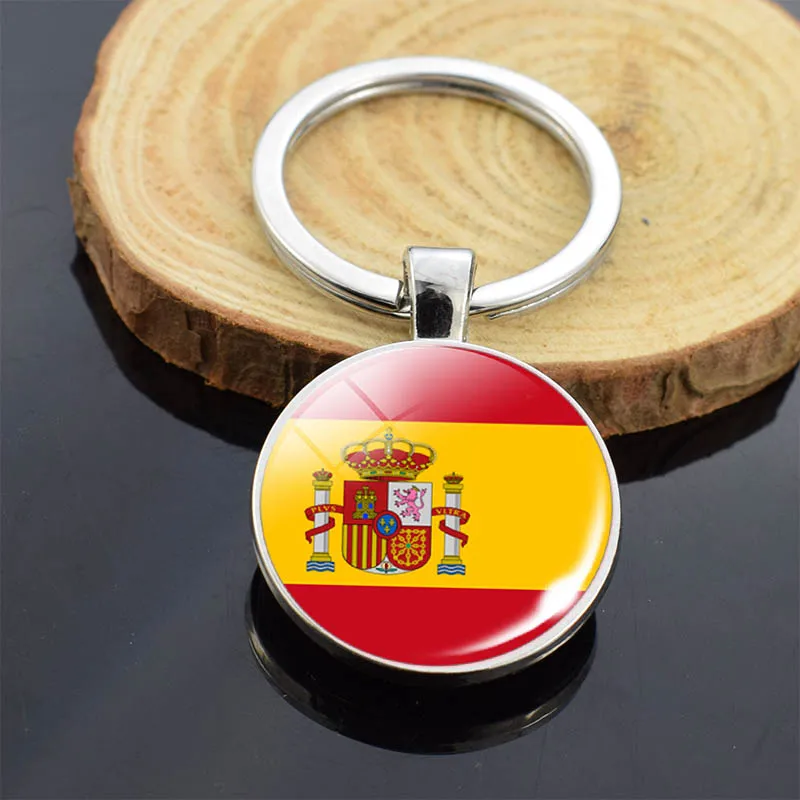 Southern European Countries Albania Andorra Spain Portugal Italy Greece Malta Flag Double Side Glass Dome Keychain Flag Trinket