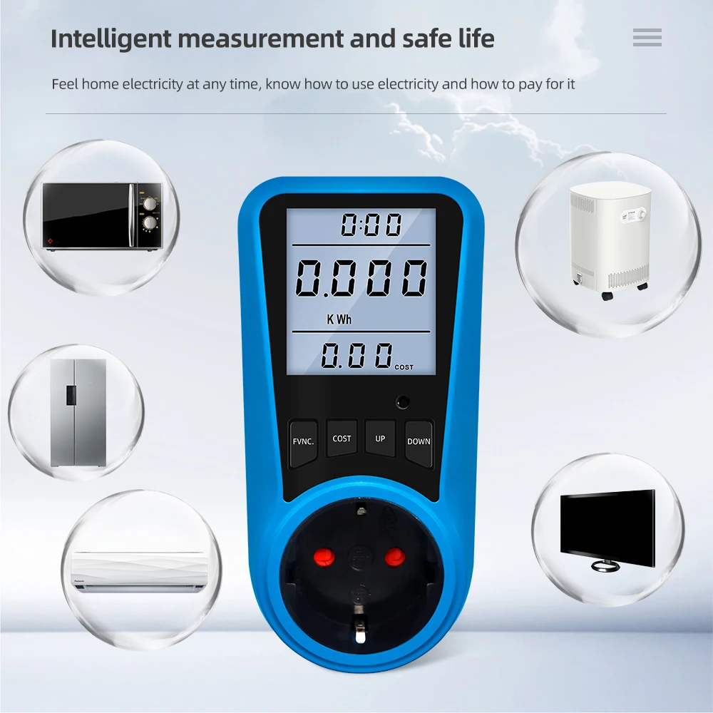 Digital Wattmeter Current Meter AC Power Meter Voltmeter Time Watt Power Energy Tester AC 230V 50Hz Analyzer