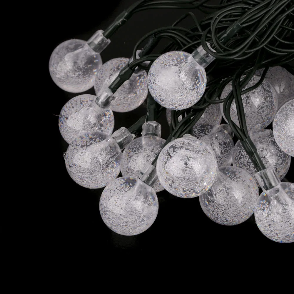 Guirnalda de luces LED solares para decoración de Exteriores, bola de Navidad, globo de hadas, fiesta de boda, luces de jardín, blanco, 30 LED