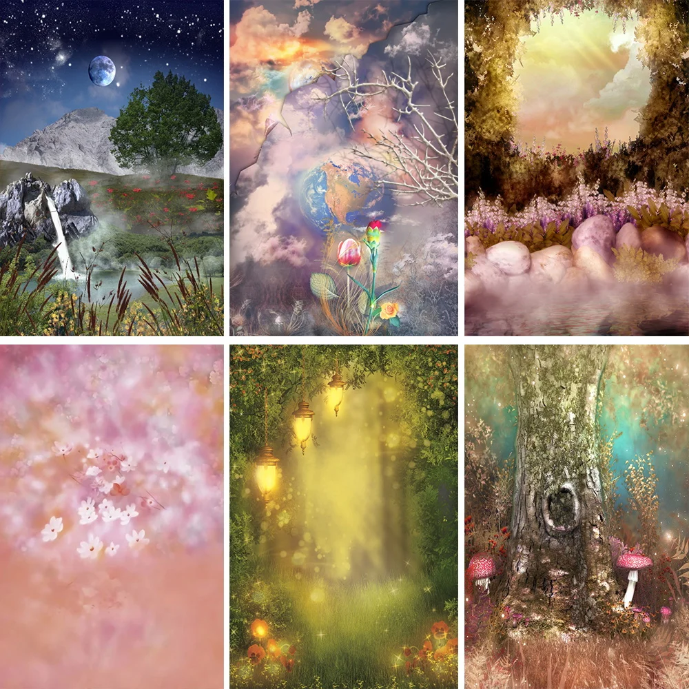 Laeacco Viola Misty Farfalla Scena Ritratto Personalizzato Baby Shower Fotografia Sfondi Foto Contesti Per Photo Studio Decor