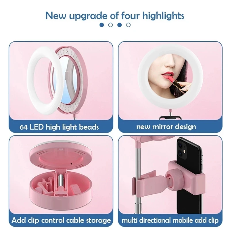 Anillo De Luz LED regulable para Selfie, lámpara De relleno para teléfono con trípode, anillo De Luz De escritorio para Video De maquillaje, Aro De Luz en vivo para TikTok