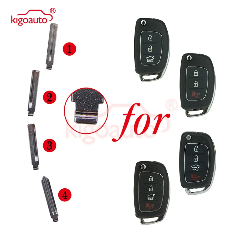 Kigoauto 81996-2W001 5Pcs Flip Key Blade#1 #2 #3 #4 HY18R HYN14R for Hyundai Sonata Santa Fe 2013 2014 2015 2016