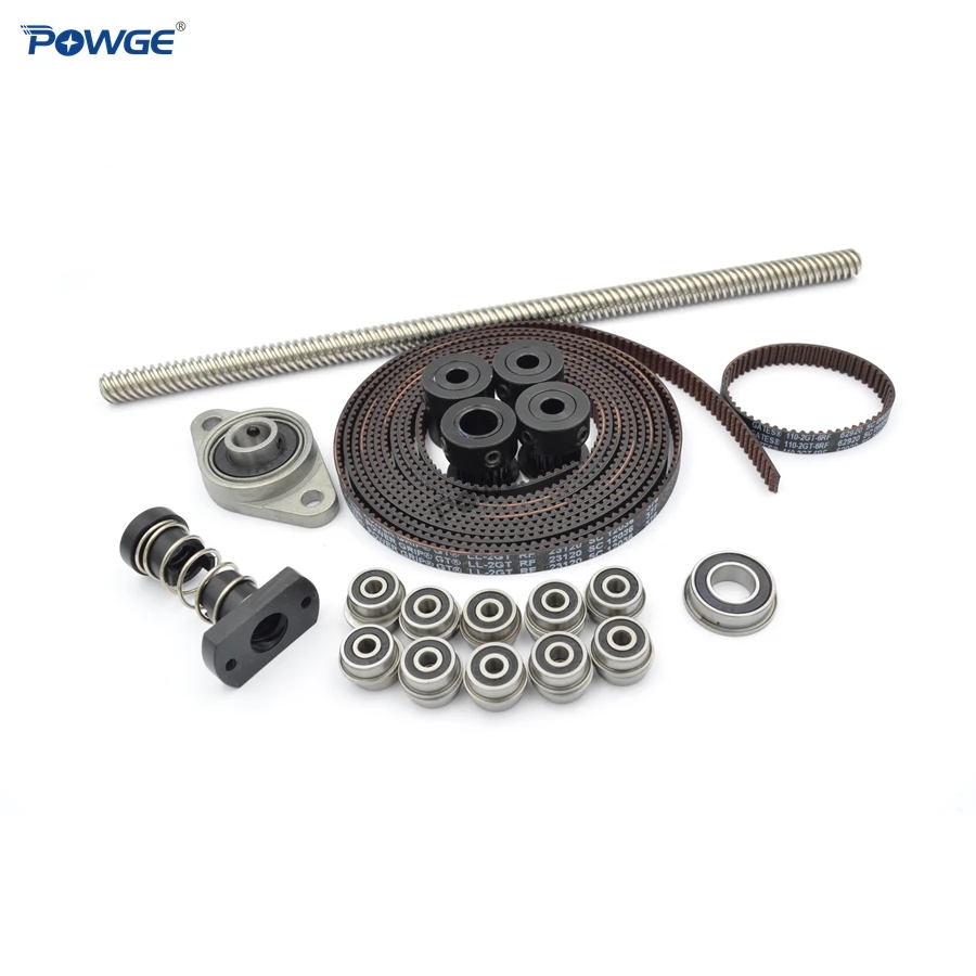 POWGE VORON 0 Set GT2 LL-2GT RF Open Timing Belt 2GT 20T 16T Pulley 110-2GT Shaft Bearing F688 F623 KFL08 T8X8 Lead Screw Nut