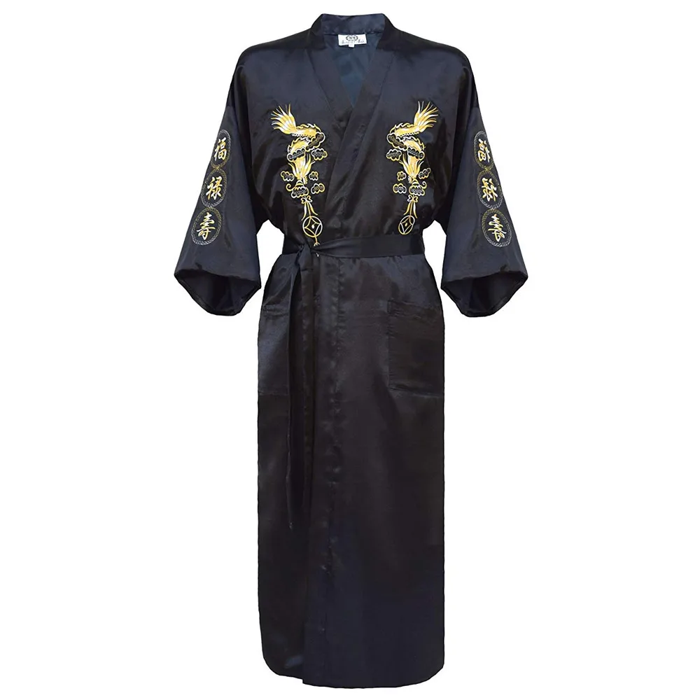 Kimono di lusso accappatoio abito abbigliamento per la casa Oversize 3XL uomo ricamo drago cinese abito da notte maschile indumenti da notte sciolti