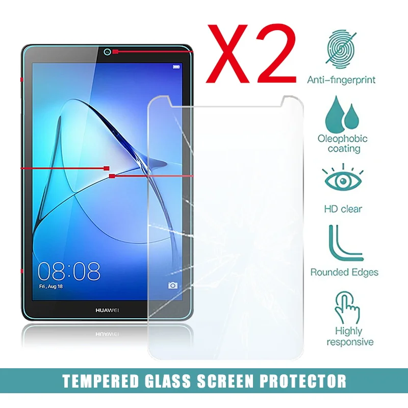 

2Pcs Tablet Tempered Glass Screen Protector Cover for Huawei MediaPad T3 7.0 Anti-Screen Breakage HD Tempered Film