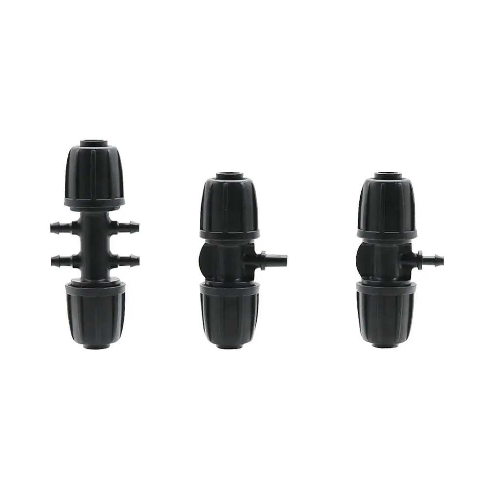 

5 Pcs Garden Irrigation 16mm Hose to 4/7mm Hose Interface Locked Connectors Tee 4-way Connector Pipe Connection Adapters