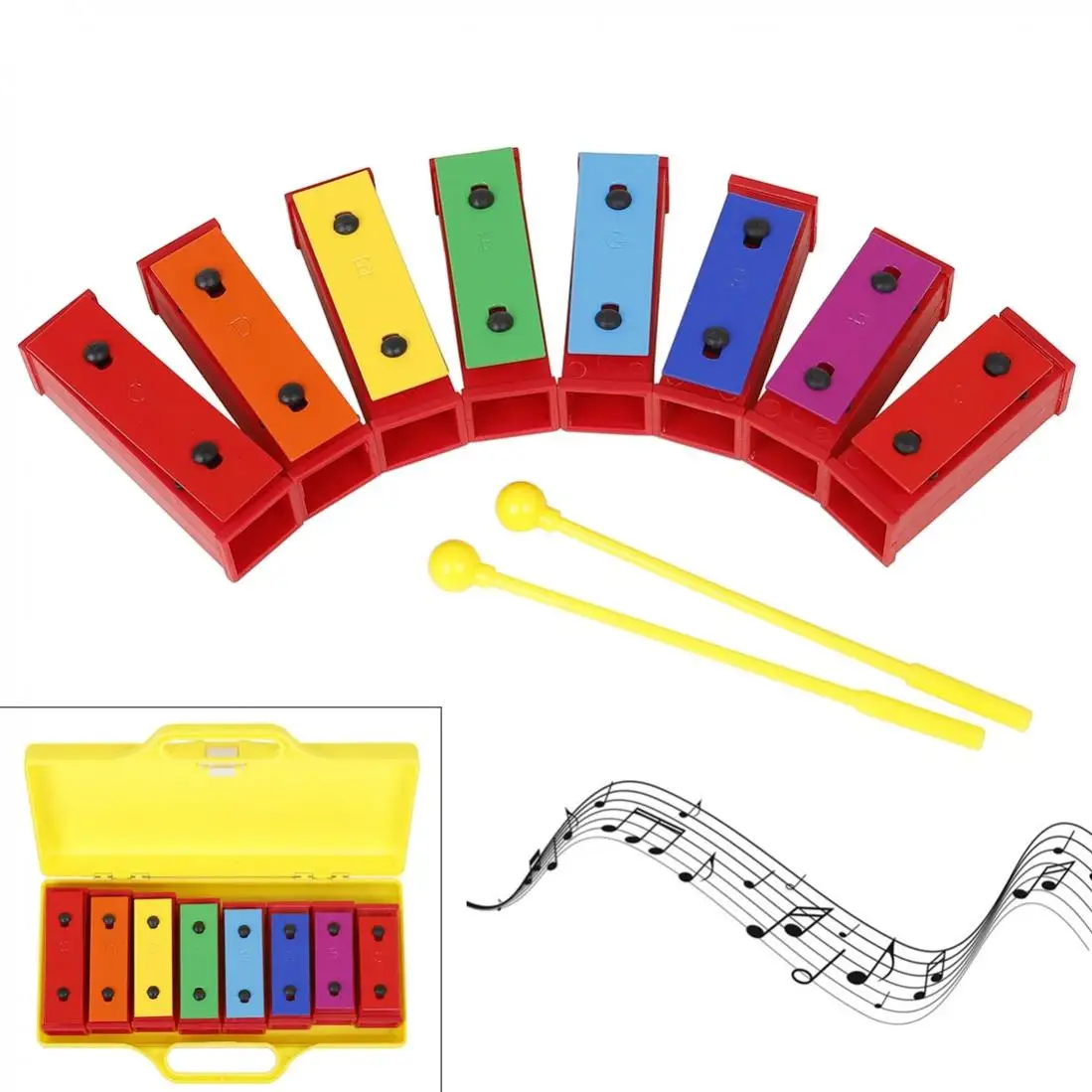 8pcs/set Carillon Note Colorful Tone Sound Brick Hand Knock Musical Instrument