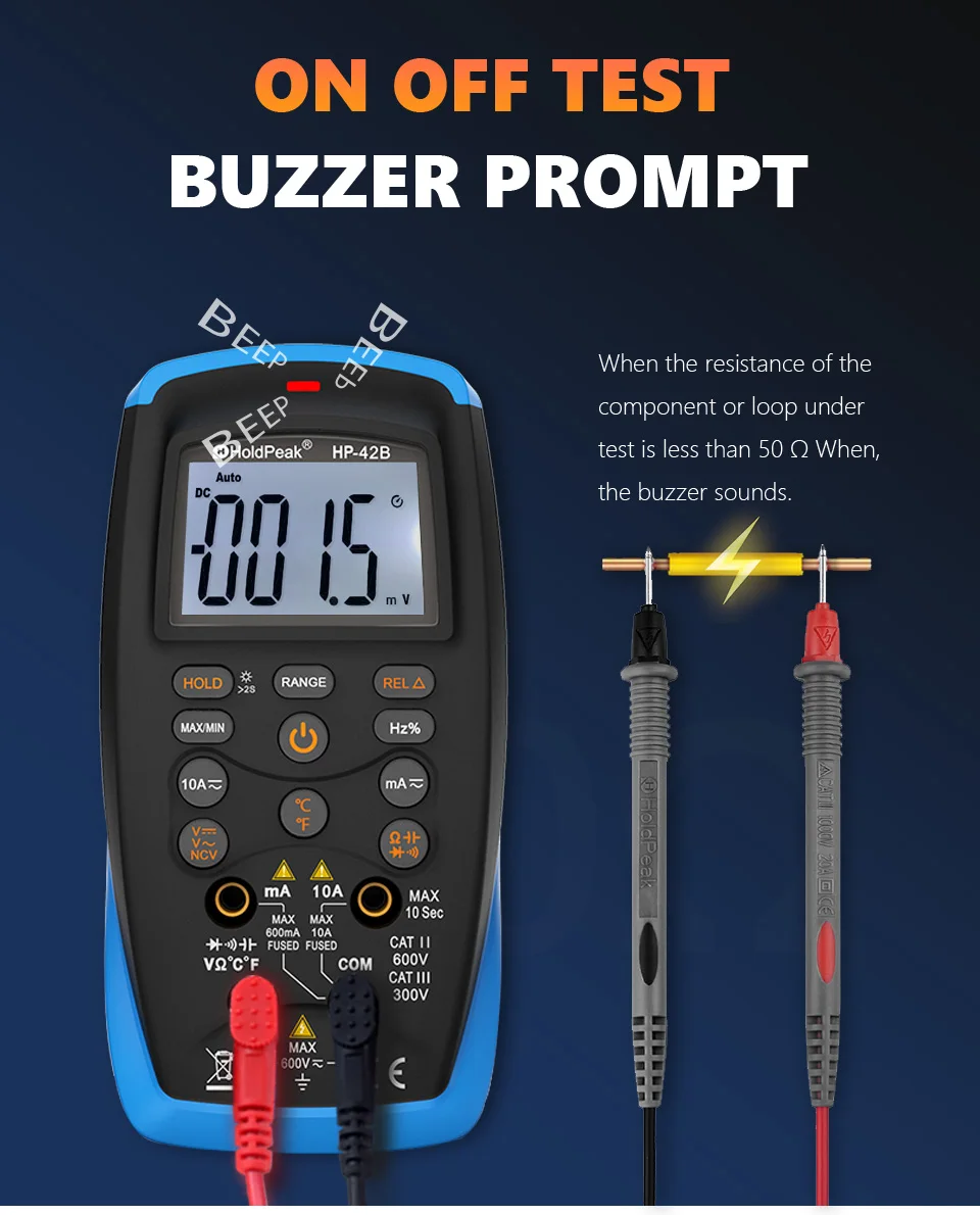 Digital Multimeter TRMS 6000 Counts Voltmeter Ammeter Ohmmeter for AC DC Volt &Current, Ohm,Capacitance,Temp,Hz and Diode Tester