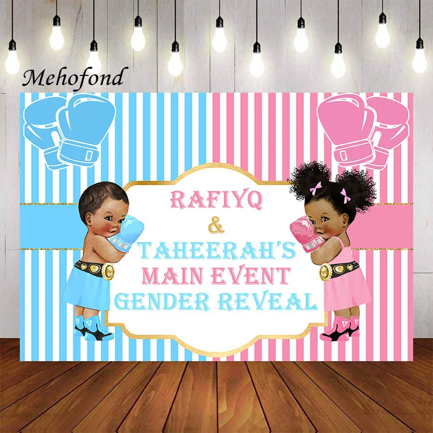 Mehofond Photography Background Boys Girls Boxing Gender Reveal Theme Baby Shower Party Decorations Backdrop Photo Studio Props