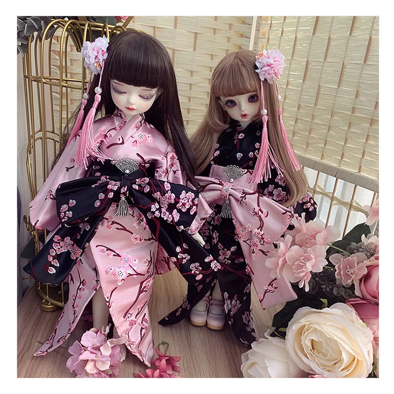 Doll clothes BJD kimono 2 colors pink black color for 1/6 1/4 1/3 BJD doll accessories bjd clothes costume bathrobe