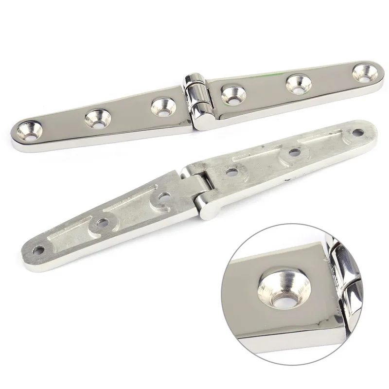 2 PCS/set  6 Inch Six Hole Hinges Replacement Strap Hinge  Stainless Steel  For Boat Marine Yacht Accessories