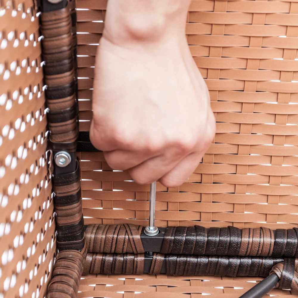Conjunto totalmente equipado do sofá do rattan da tecelagem com 2 sofás de canto dos pces gradiente marrom