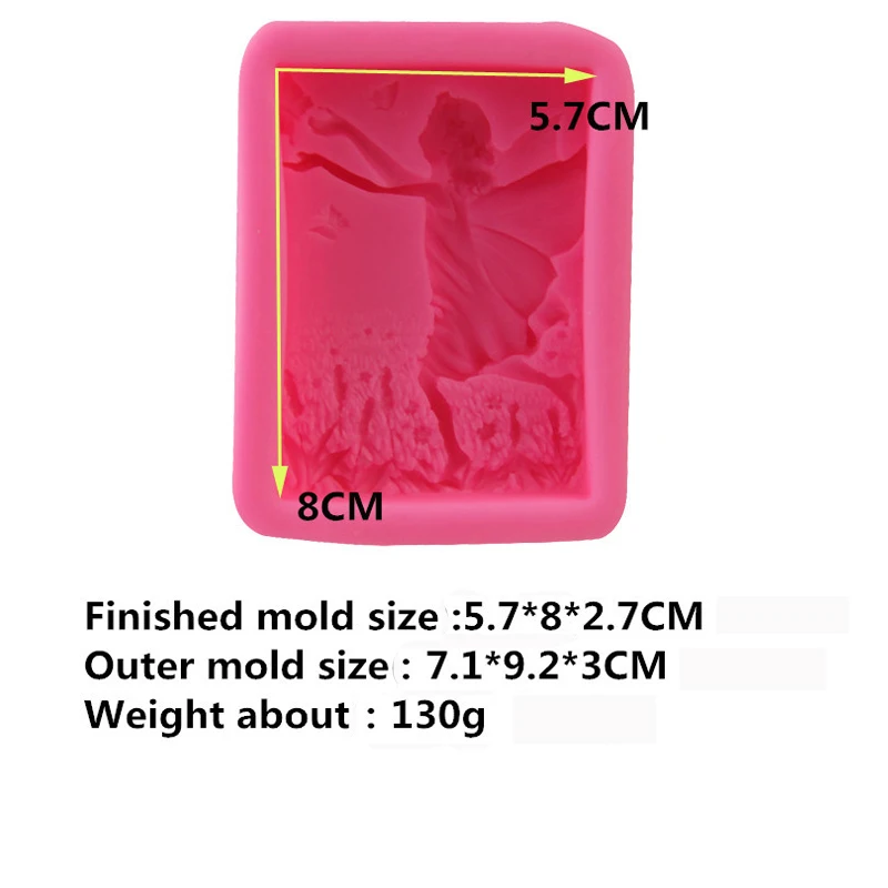Fairy angel flower 3D Soap Molds resin clay Rectangle silicone molds DIY handmade soap mold silica gel mould Newest Design