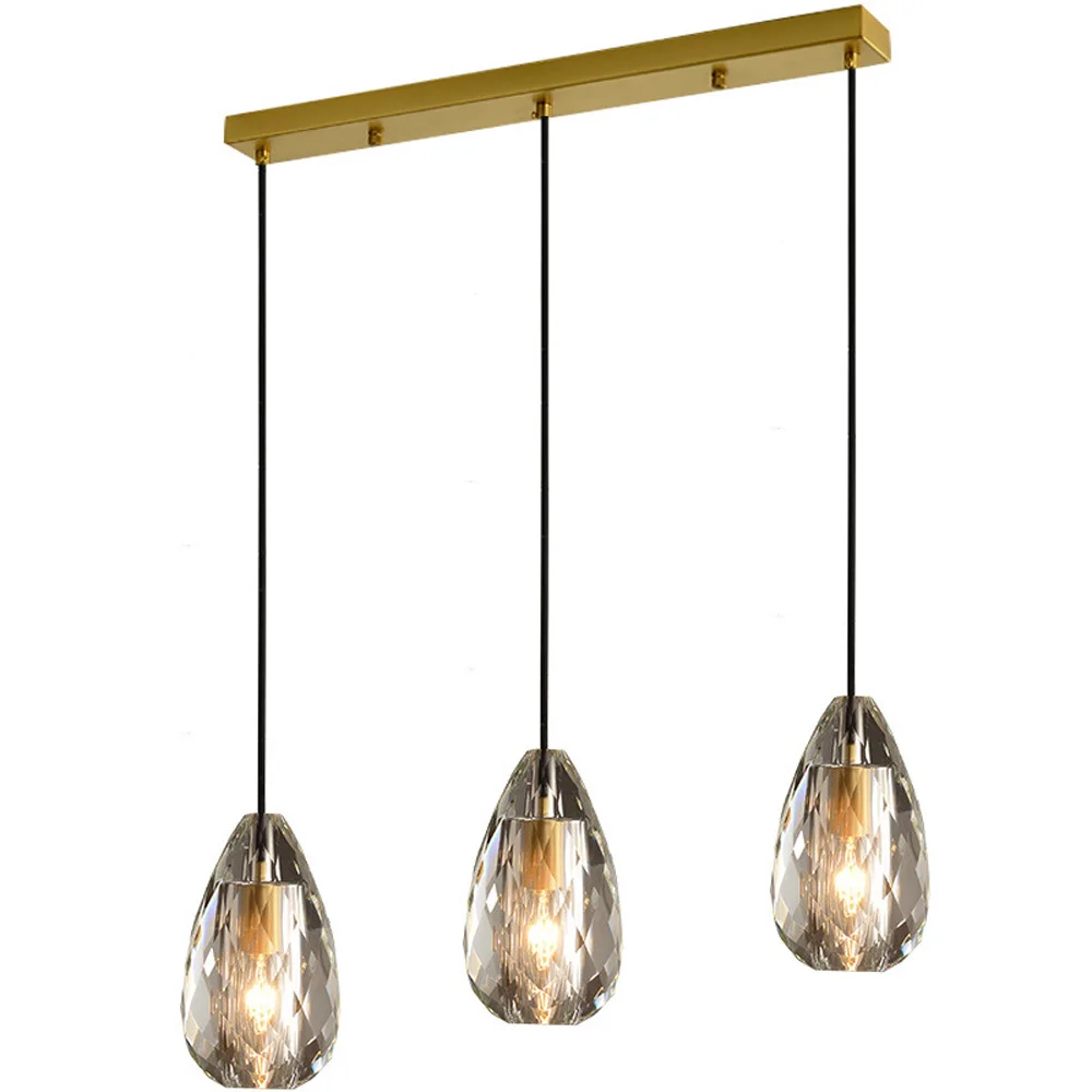 Modern Dining Room Crystal Pendant Lights Copper Glass Drop Bar counter Kitchen Room Pendant Lighting Fixtures