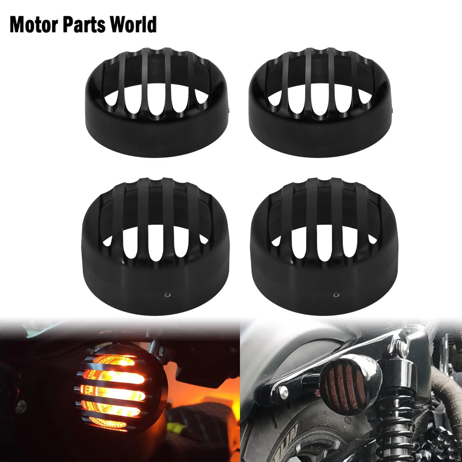 

2xMotorcycle Front Rear Turn Signal Indicator Grill Bezel Cover Black For Harley Sportster XL Iron Nightster SuperLow 1992-2020