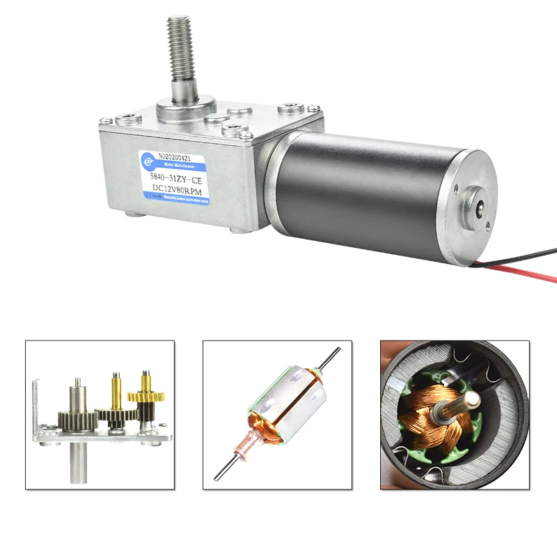 5840-31ZY Miniatur-Turbo-Schnecken-DC-Getriebemotor mit M8-Schraube, selbstsicherndes Getriebe, 12 V, 24 V DC, Elektromotor, 5–470 U/min, Geschenkhalterung