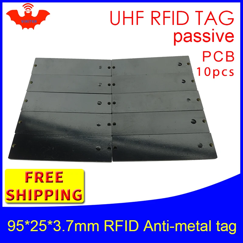 UHF RFID metal tag 915mhz 868mhz Alien Higgs3 10pcs free shipping 95*25*3.7mm long-range rectangle PCB smart passive RFID tag