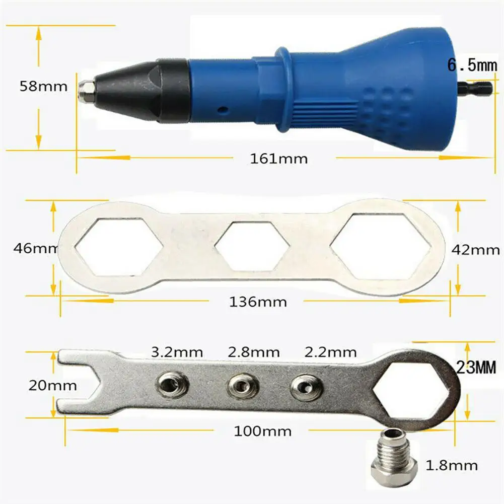 HiMISS Rivet Nut Gun Riveting Tool Cordless Riveting Drill Adaptor Insert Nut Tool Riveting Drill Adapter