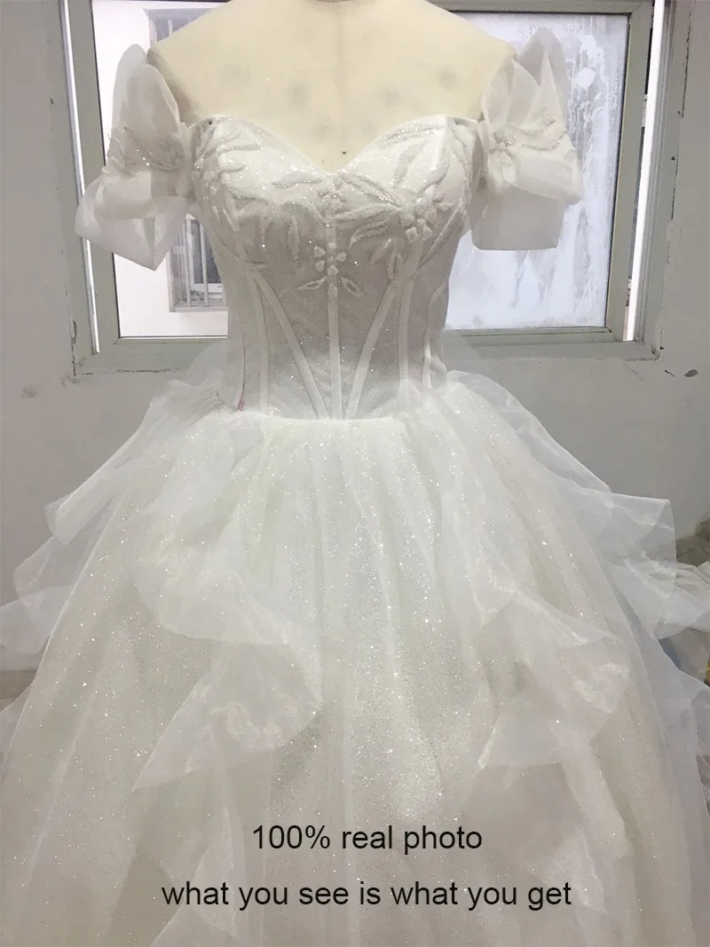 Vestido de novia con cuello Barco, traje de boda de lujo, bordado de encaje, clásico, hombros descubiertos, personalizado, talla grande