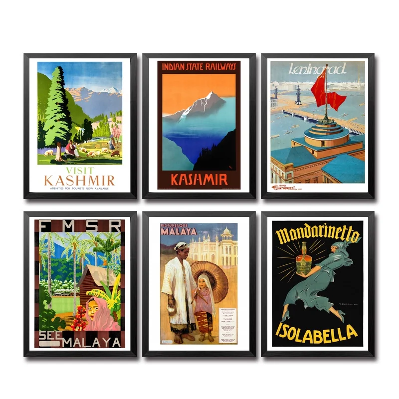 Kashmir Leningrad Malaya Mandarinetto Mexico Vintage Travel Poster