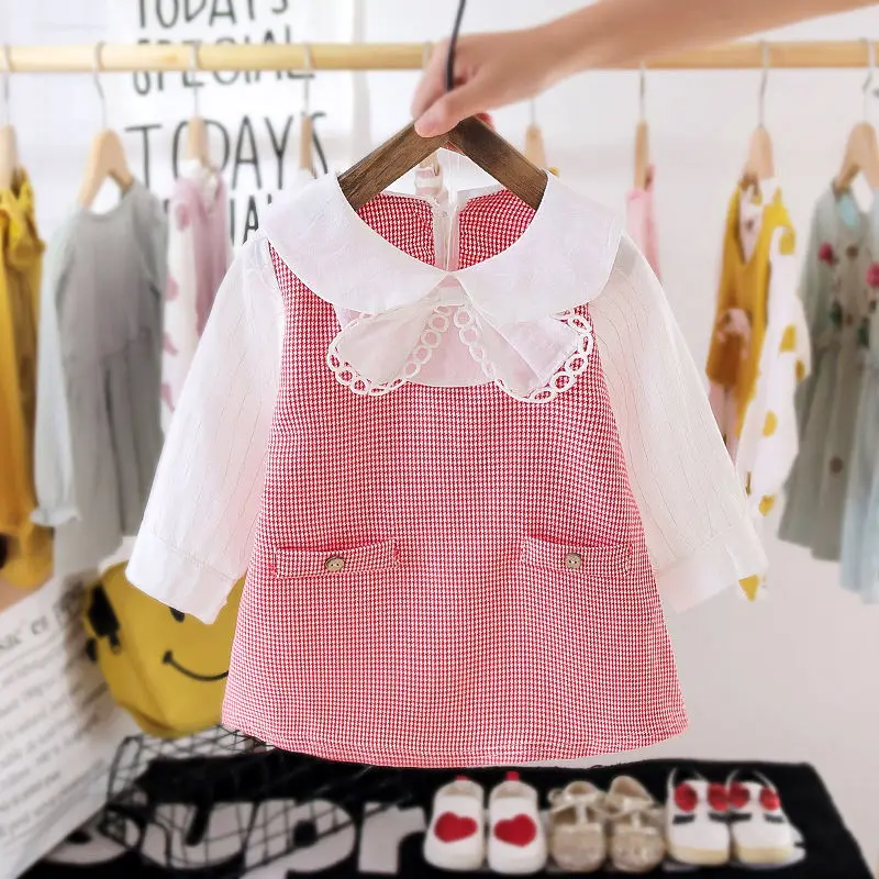 

2020 Baby Girl long Sleeved Autumn spring Dress Girls Kids Cotton Princess Birthday Party Dresses Children Vestido Clothes