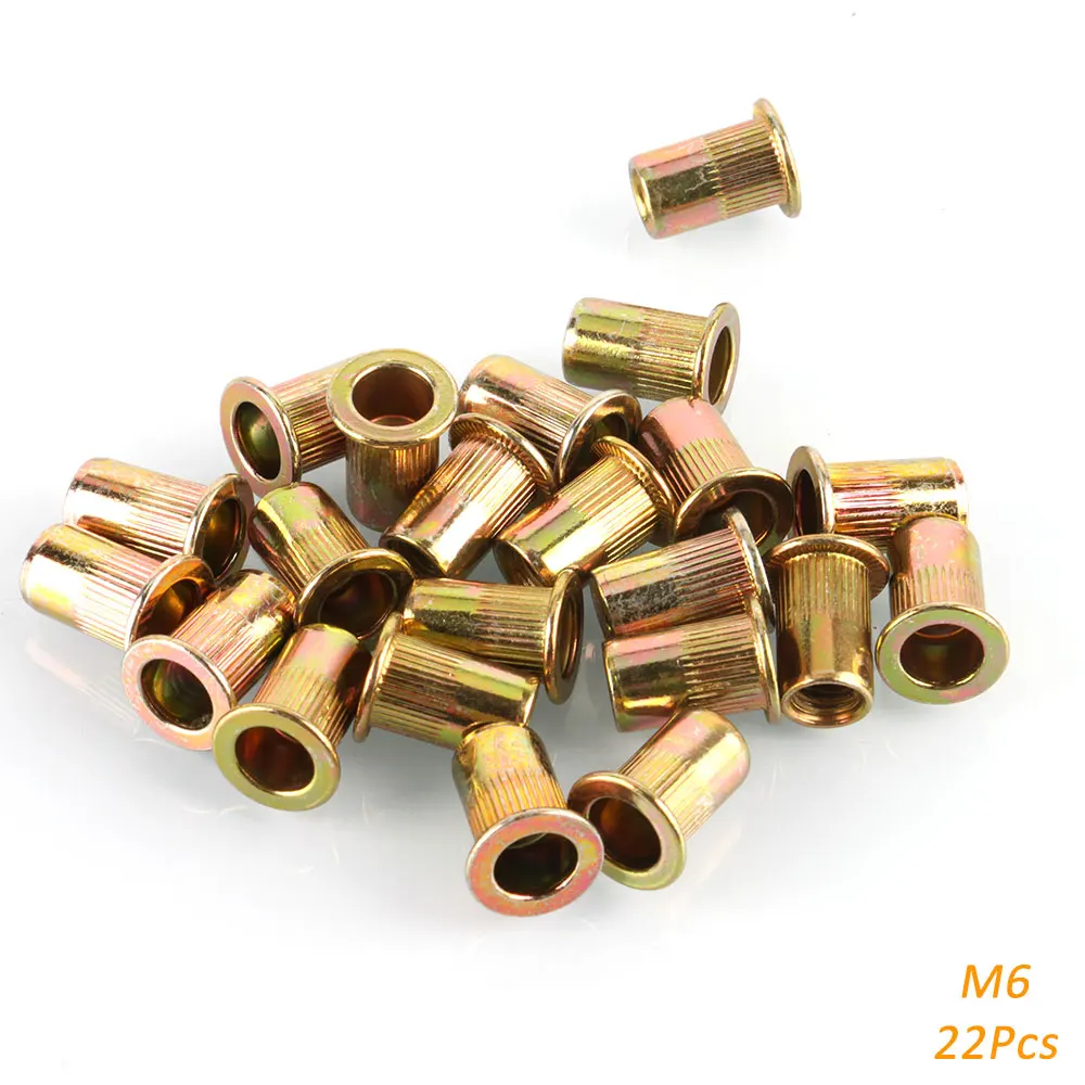 M3 M4 M5 M6 M8 M10 M12 Rivet Nuts แบนหัวเกลียว Nutsert สําหรับ Riveter Nut Gun เหล็กคาร์บอนชุบสังกะสี