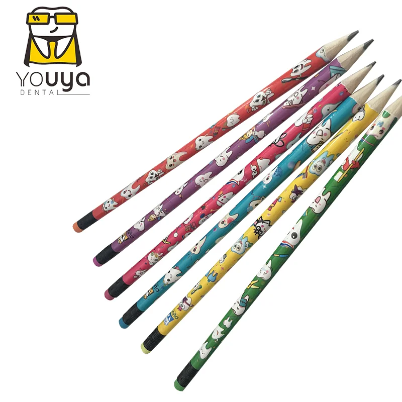 50pcs Cute Pencils For Kids Girls Lead Pencil Packs For School Student Cartoon Tooth Pattern Dentist Dentistry Accessories Gifts