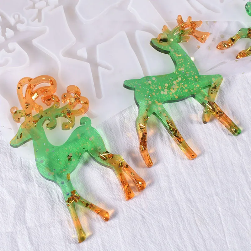 Christmas Shaped Silicone Mold DIY Epoxy Resin Mold Deer Elk Mold Christmas Tree Pendant Decoration Christmas Elk Mould