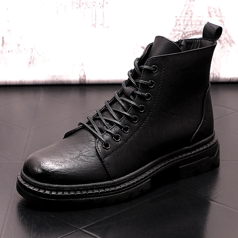 men fashion party nightclub dress motorcycle boots breathable genuine leather shoes spring autumn ankle boot short botas hombre