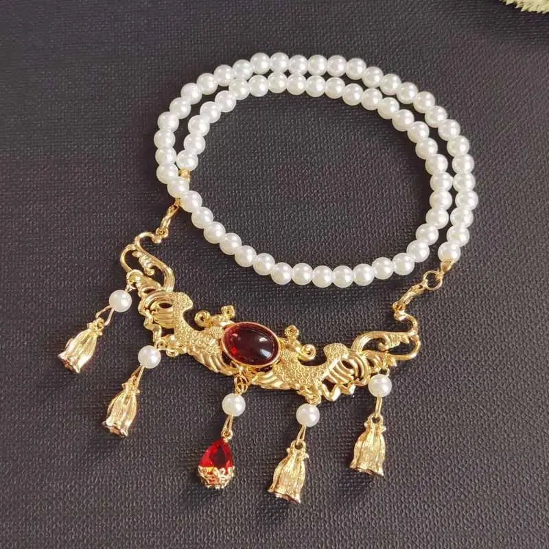 Vintage Necklace for Women ABS Pearls Pendant Necklace Hanfu Beads Necklace Cheongsam Jewelri for Women Necklace 2021 Trend Gift