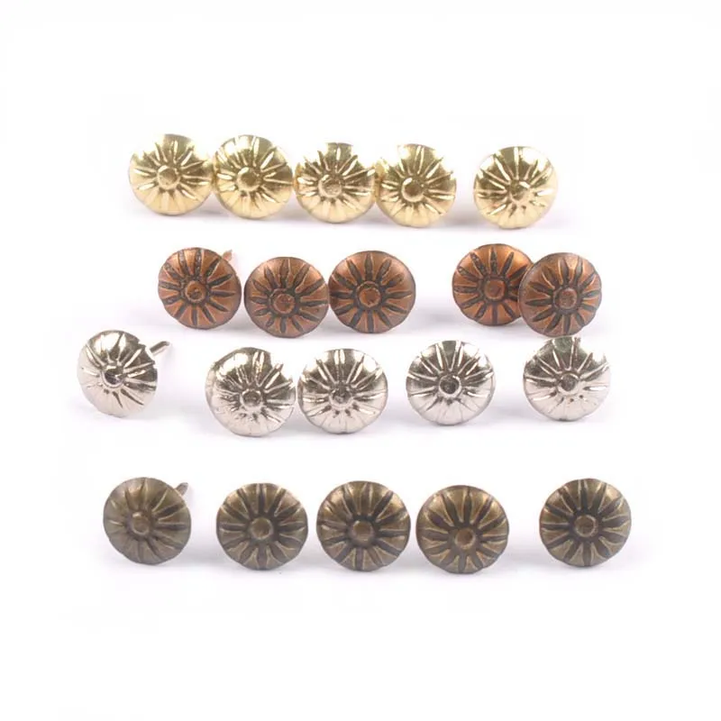 50Pcs Brass Upholstery Nails Tack Antique Furniture Sofa Door Box Case Decor Tack Stud Pushpin Head Doornail Woodwork Tool c2893