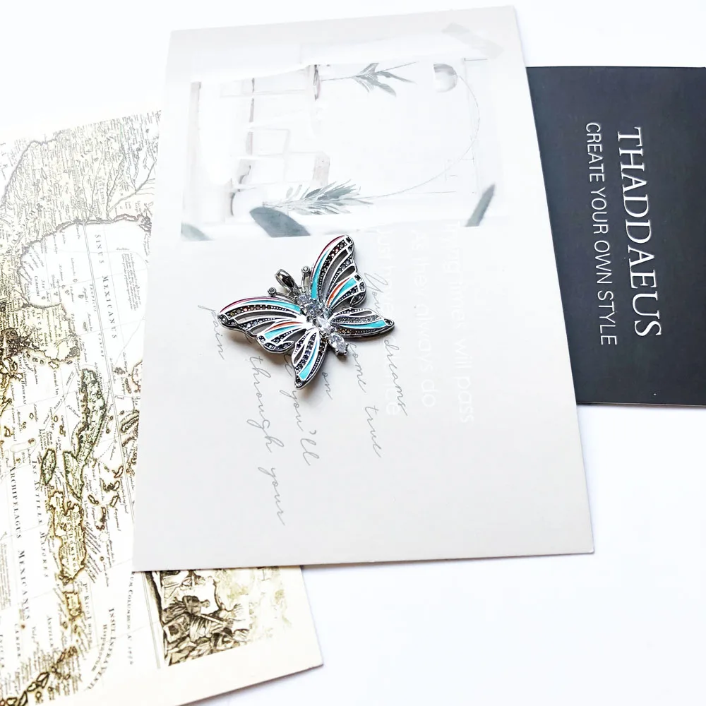 Anhänger Tropical Schmetterling Sommer Schmuck Böhmen 925 Sterling Silber Dschungel Zubehör Geschenk Für Frauen – Detail 7