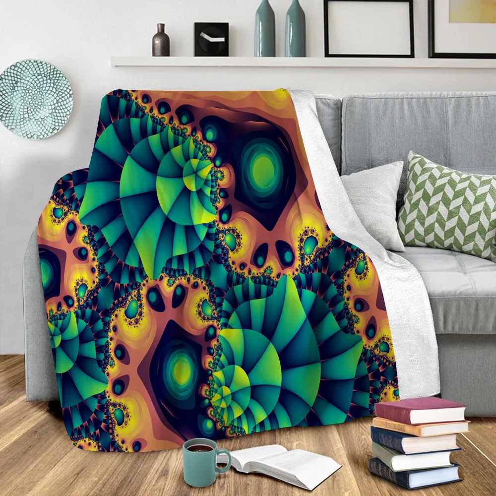 

Psychedelic 3d printed fleece blanket for Beds Hiking Picnic Thick Quilt Fashionable Bedspread Sherpa Throw Blanket 01